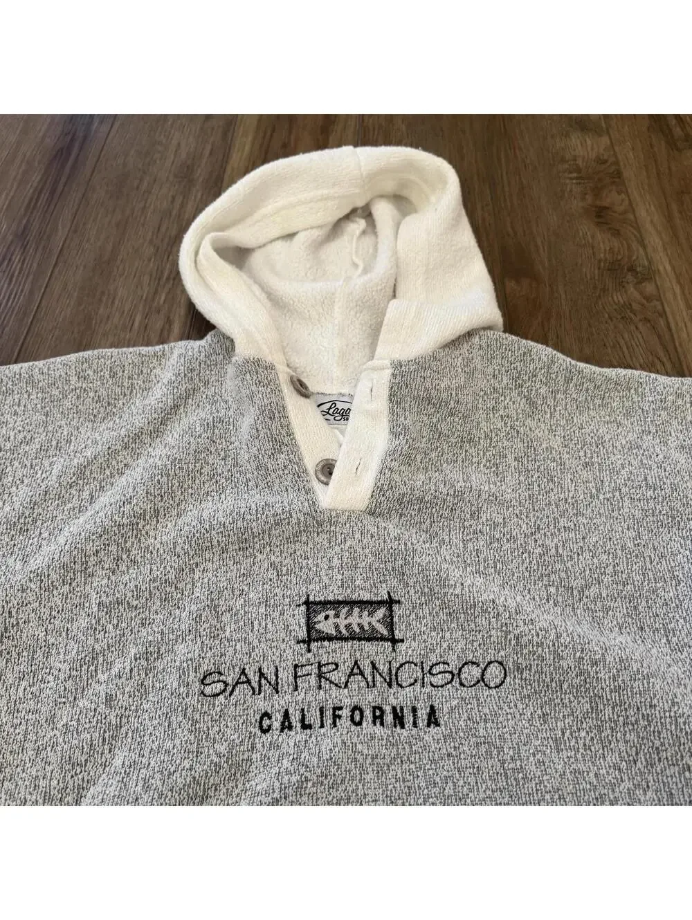 Vtg 90s Lagaci Sport San Francisco Terry Cloth Hoodie XL